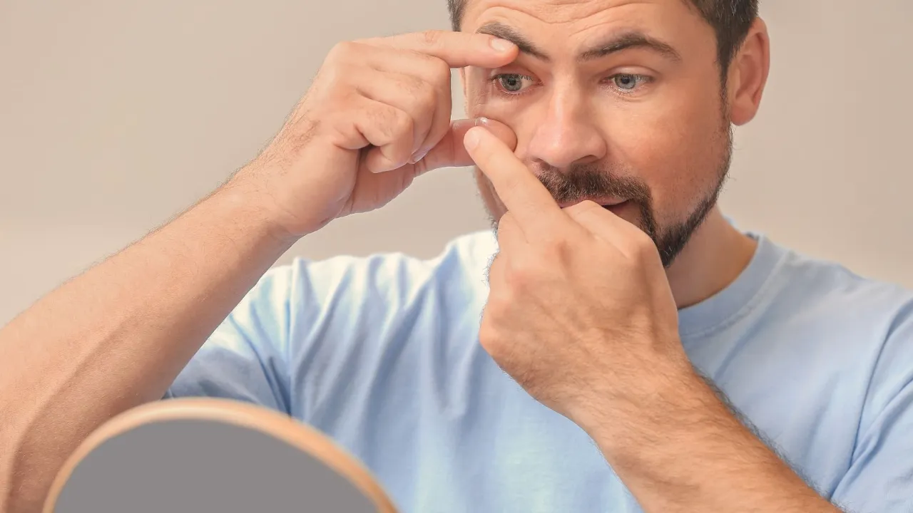 Osoba poprawnie zakładająca soczewki kontaktowe