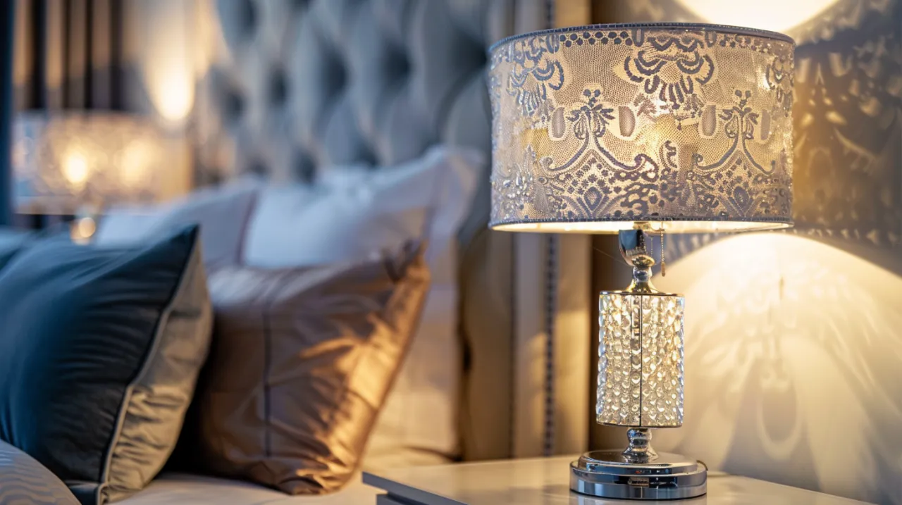 Zdjęcie Najlepsze srebrne lampki nocne glamour do sypialni w eleganckim stylu