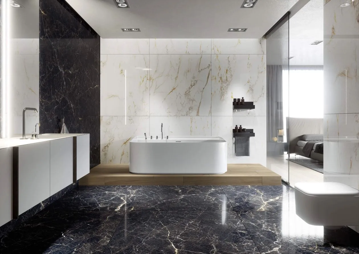 Zdjęcie Jaka podłoga do biało-czarnej łazienki: 5 najlepszych rozwiązań na 2024