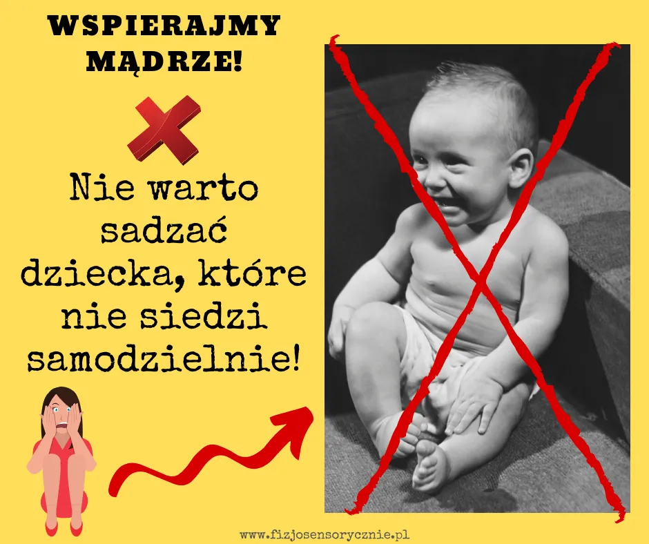 niemowlę sadzane w poduszkach nieprawidłowa postawa