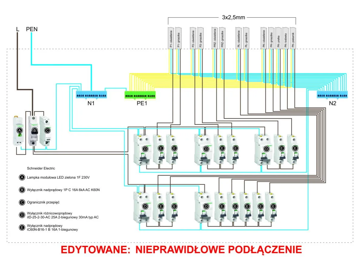 schemat instalacji w budynku mieszkalnym