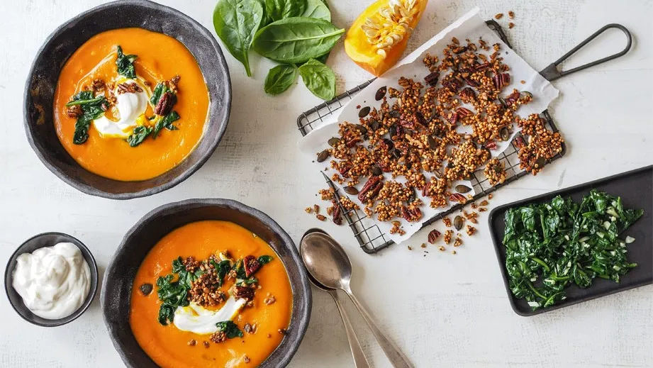 Toppings f&uuml;r K&uuml;rbis S&uuml;&szlig;kartoffel Suppe