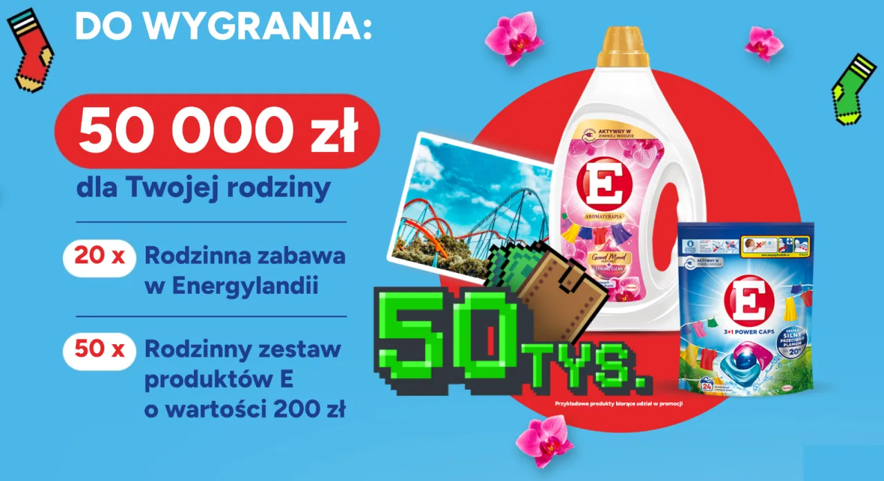 Loterie konkursy 50 000 zł dla rodziny: 20x zabawa w Energylandii, 50x zestawy produkt&oacute;w E.