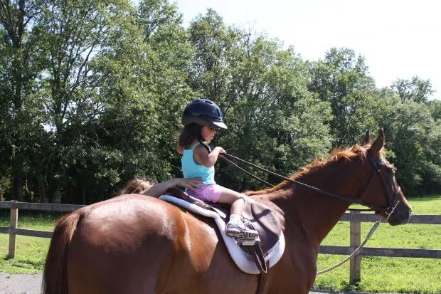 dziecko na kucyku pierwsza lekcja jazdy konnej