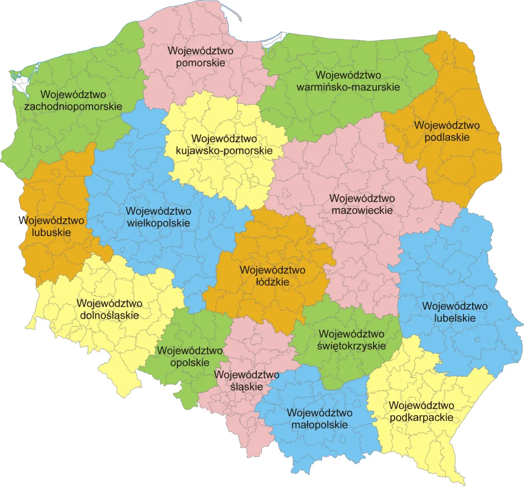 mapa polityczna polski z podziałem na partie