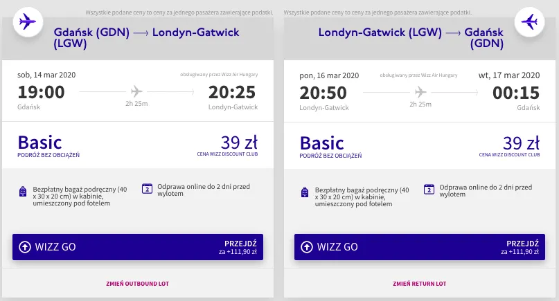 tanie loty do wielkiej brytanii ceny