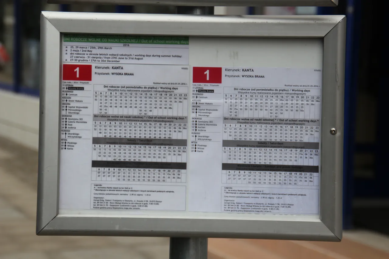 ZDZiT Olsztyn strona internetowa rozkład jazdy