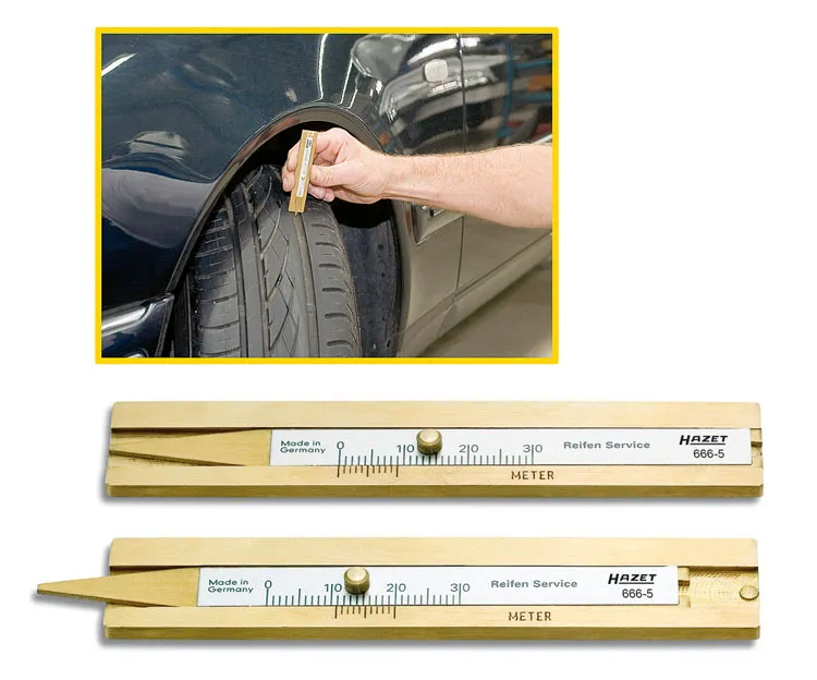 pomiar głębokości bieżnika opony miernikiem