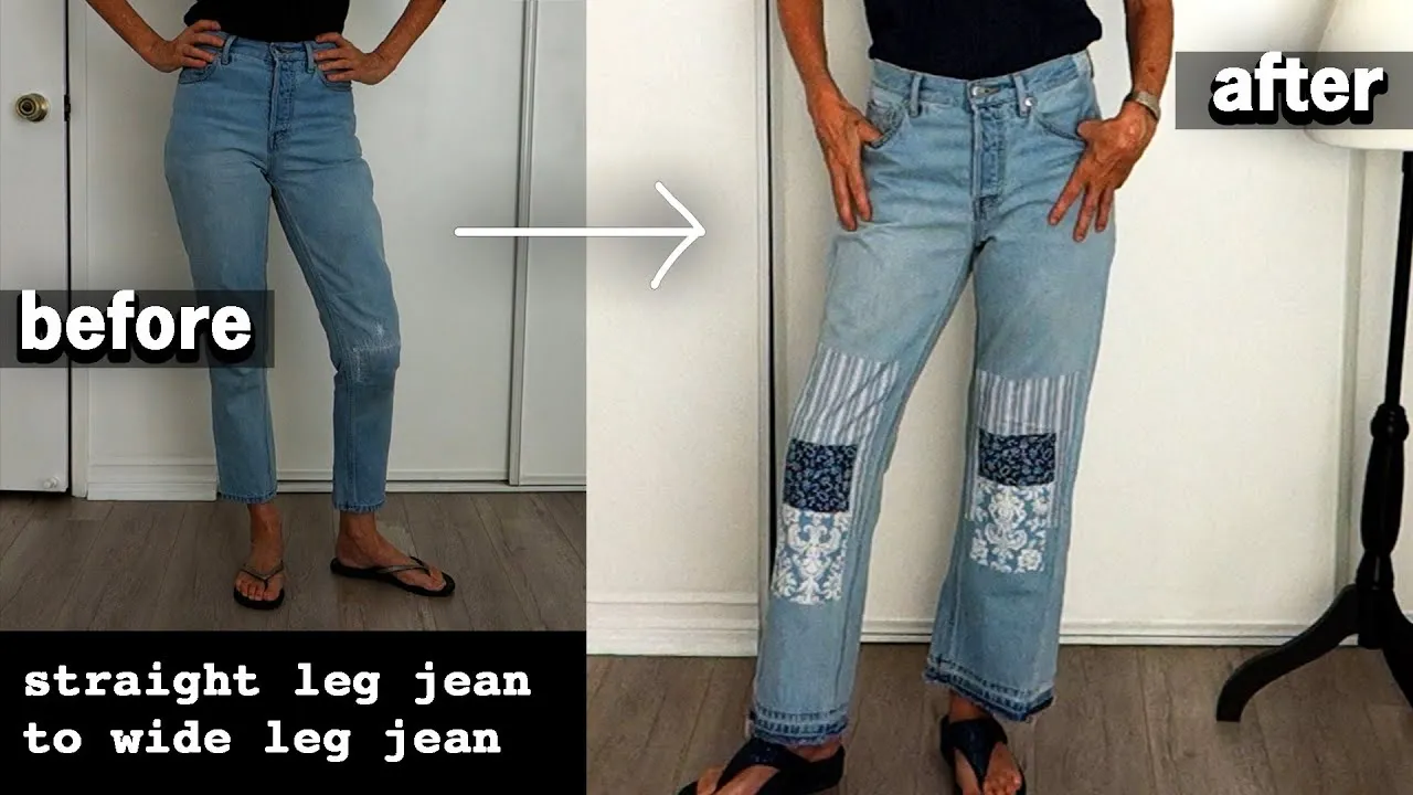 przerabianie kroju jeans&oacute;w DIY straight leg