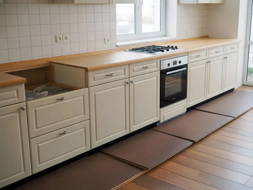 Montaż paneli podłogowych w kuchni z zachowaniem dylatacji