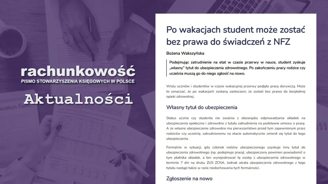 Student praca umowa zlecenie umowa o pracę NFZ