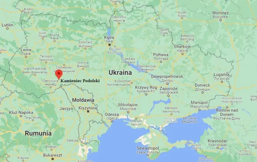 Mapa Kamieniec Podolski położenie względem Polski