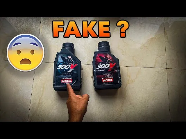 Original vs fake Motul oil bottle comparison