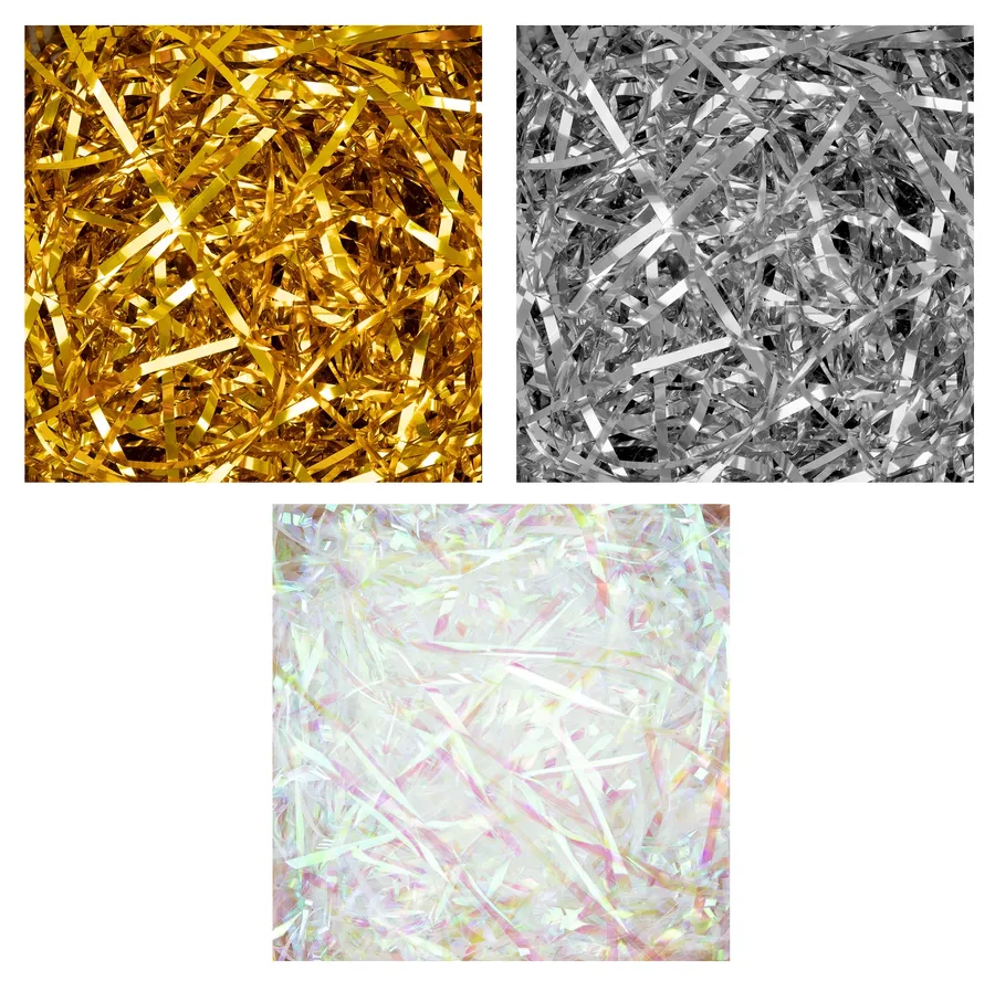 różne wypełniacze dekoracyjne w opakowaniach