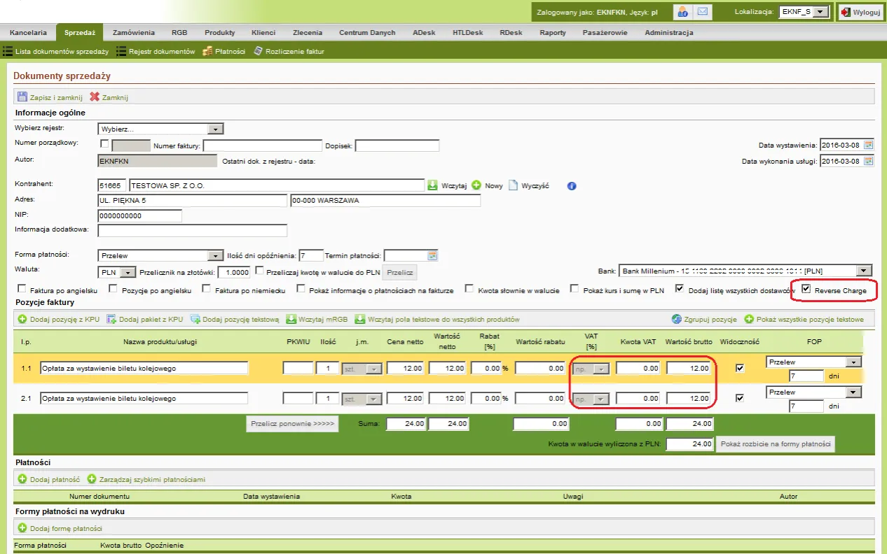 import usług VAT reverse charge