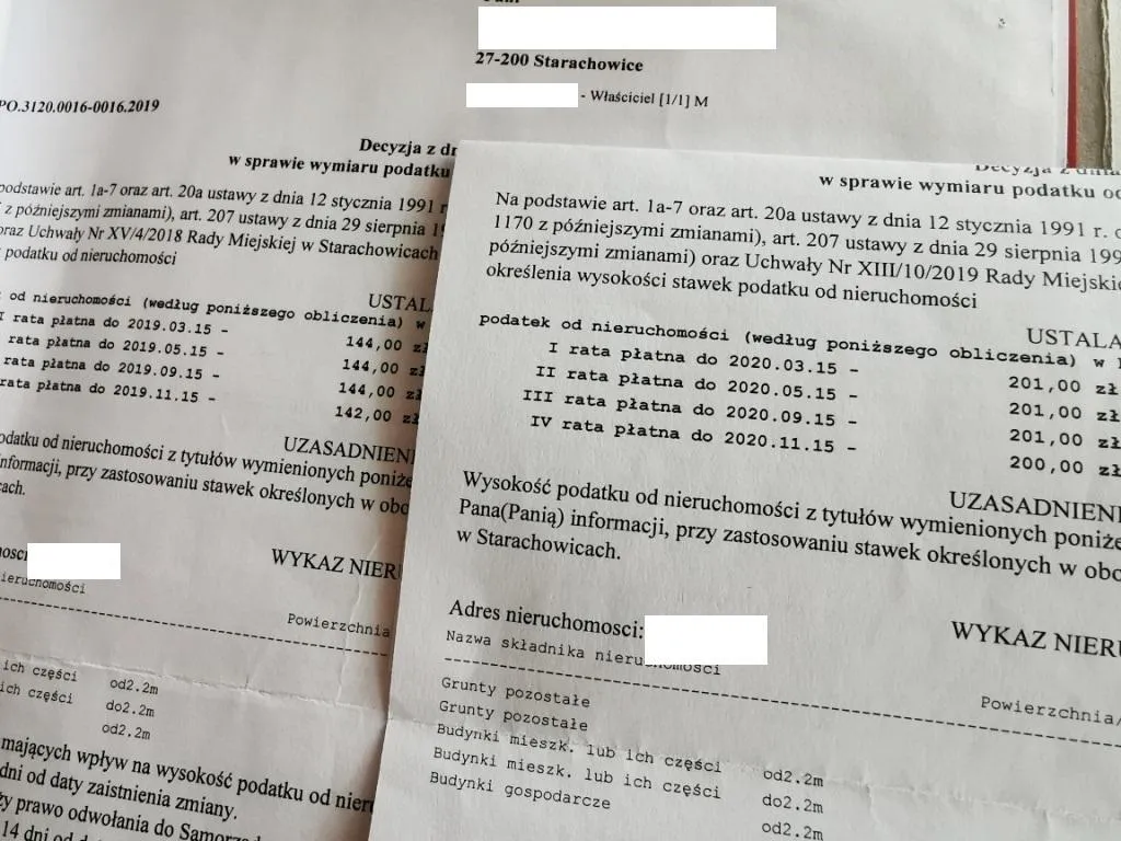 Wzór decyzji o wysokości podatku od nieruchomości