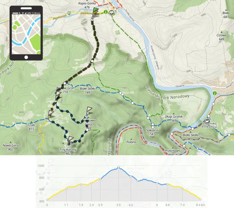 mapa szlaków Trzy Korony