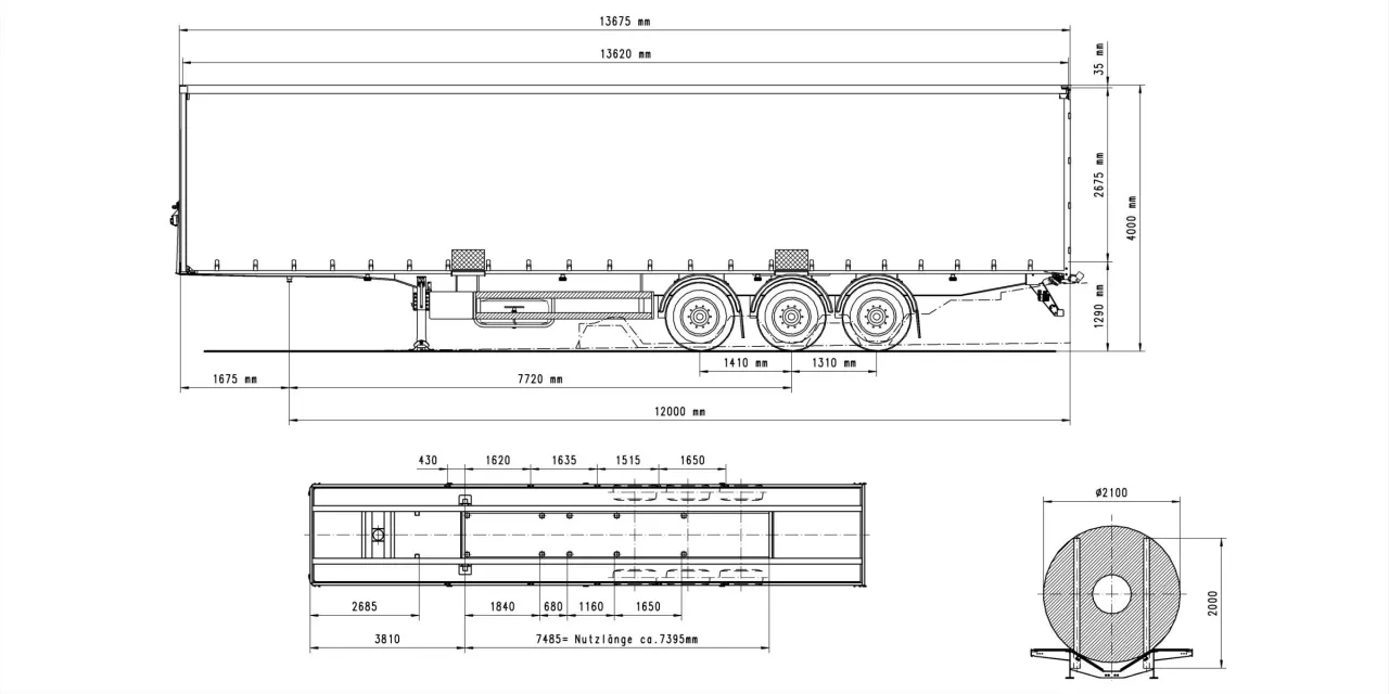 wymiary naczepy ciężarowej schemat