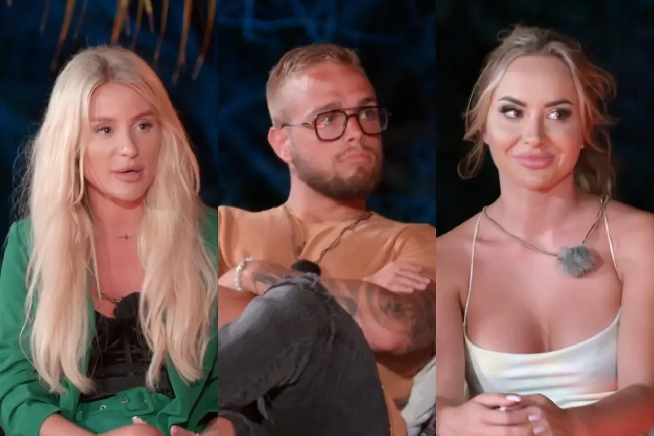 Trzy osoby z programu Hotel Paradise All Stars: blondynka w zielonej marynarce, mężczyzna w okularach i blondynka w białej sukience.