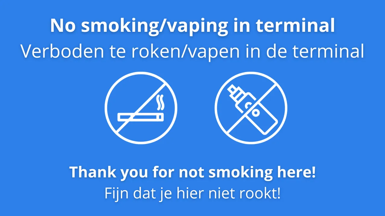 Na lotnisku w Eindhoven nie można palić ani wapować. Zakaz dotyczy terminala.