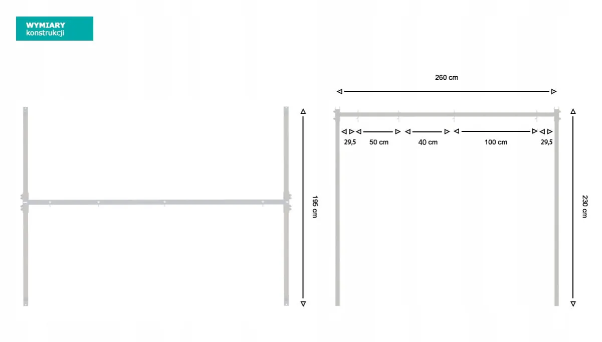 projekt stelaża huśtawki wymiary