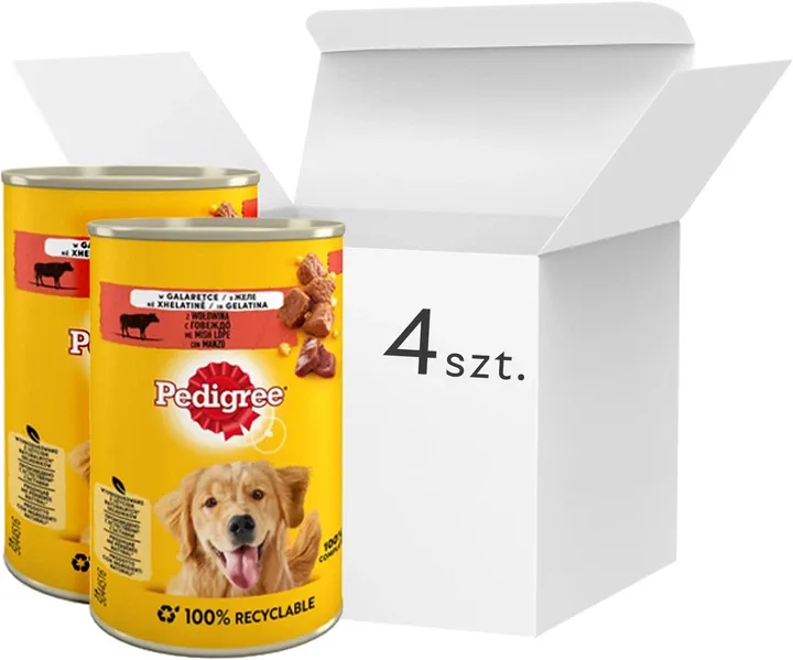 mokra karma dla psa w szklanym pojemniku w lodówce