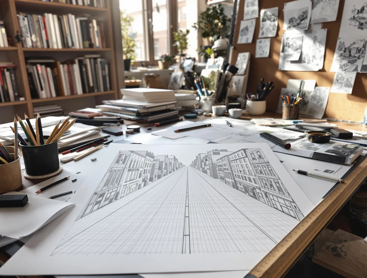 rysunek zeszytu w perspektywie