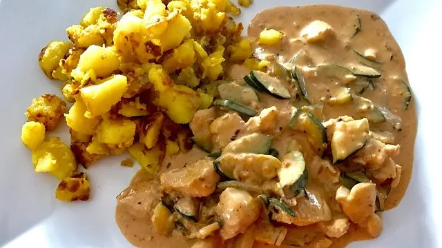 fructosefreie h&auml;hnchen zucchinipfanne