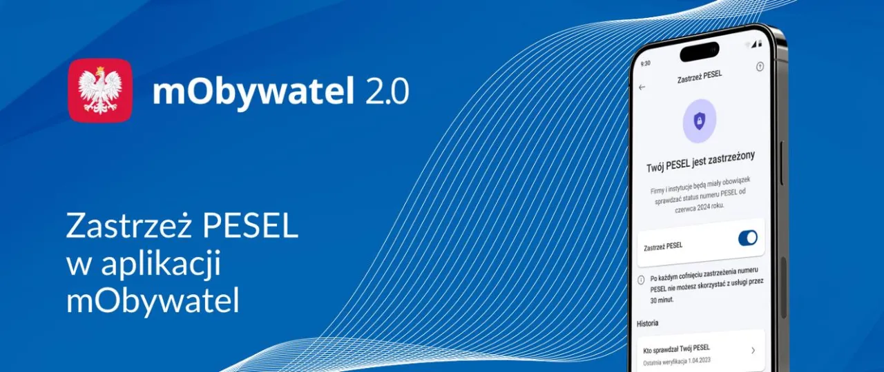 mObywatel usługa zastrzeż pesel ekran