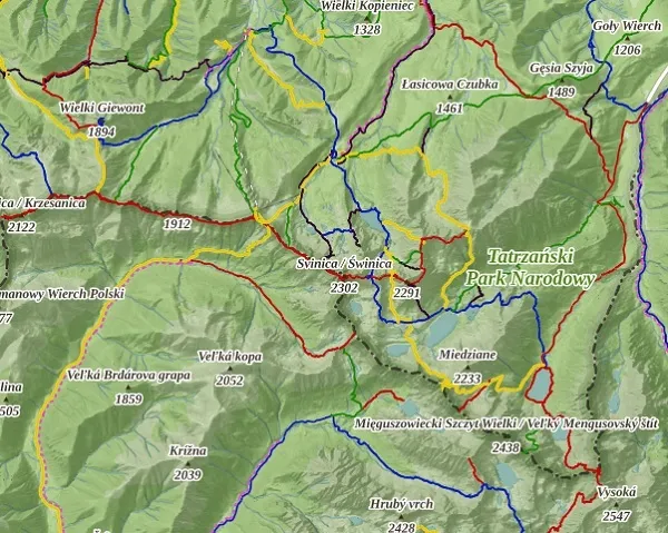 mapa turystyczna g&oacute;ry poziomice