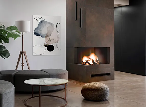 Obudowa kominka beton architektoniczny spieki kwarcowe