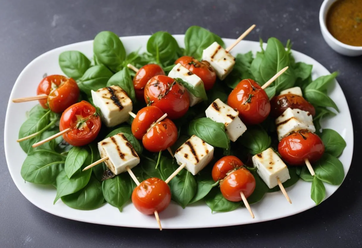 kreatywne serwowanie pomidor&oacute;w, pomidory na desce, szaszłyki z pomidork&oacute;w koktajlowych