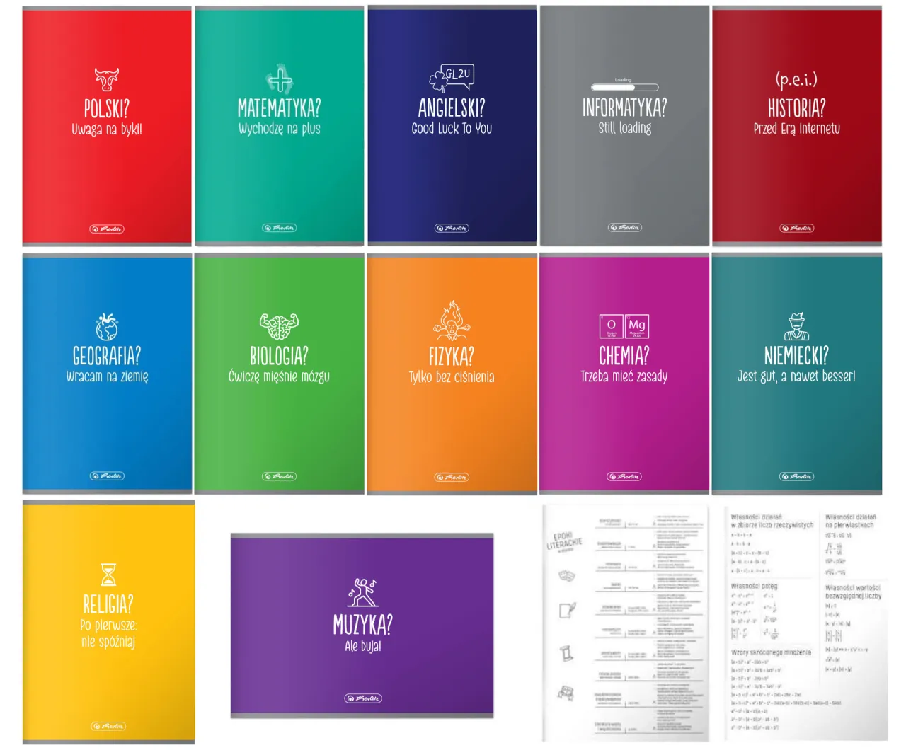 zeszyty do różnych przedmiotów szkolnych