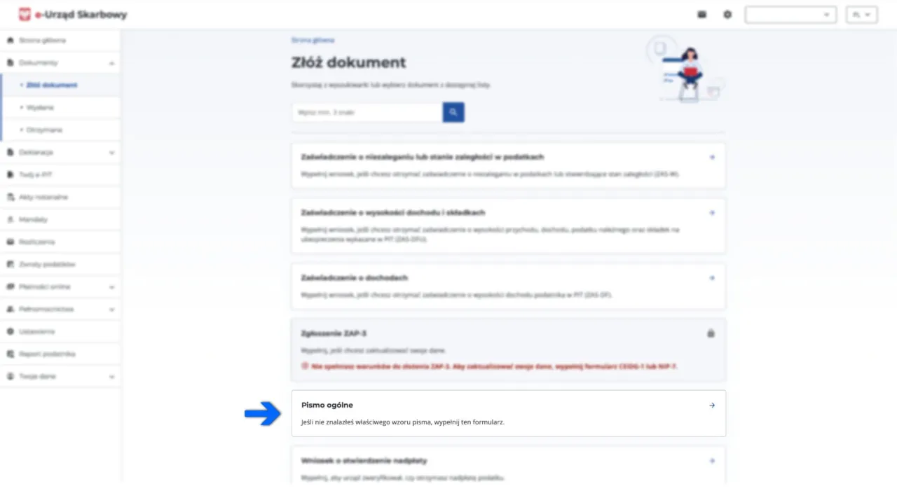 e-Urząd Skarbowy pismo ogólne