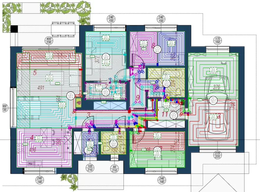 projekt ogrzewania podłogowego rzut pomieszczenia