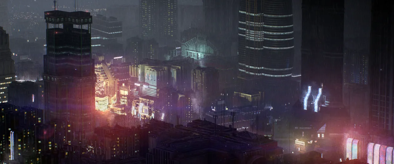 Neonowe miasto cyberpunk dystopia