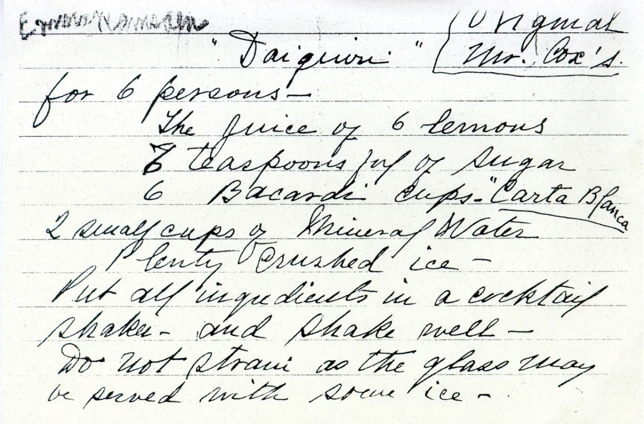 Jennings Cox Daiquiri invention Cuba