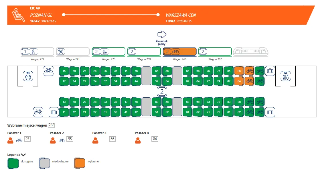 graficzna rezerwacja miejsc pkp intercity schemat wagonu