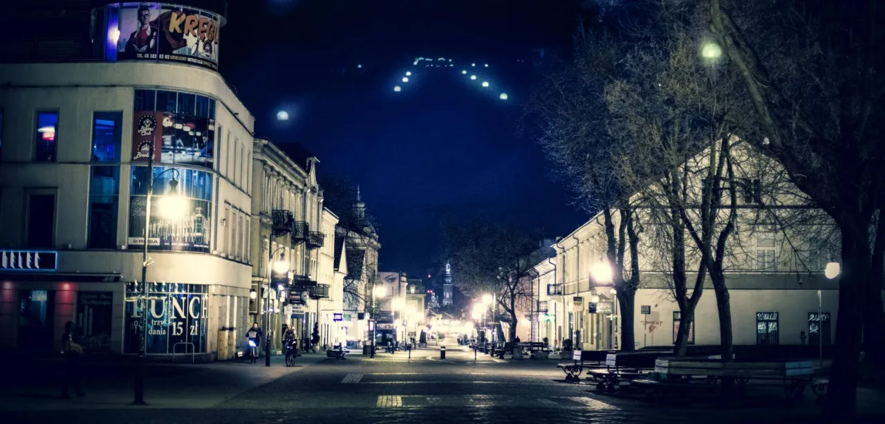 Radom wieczorem, centrum miasta