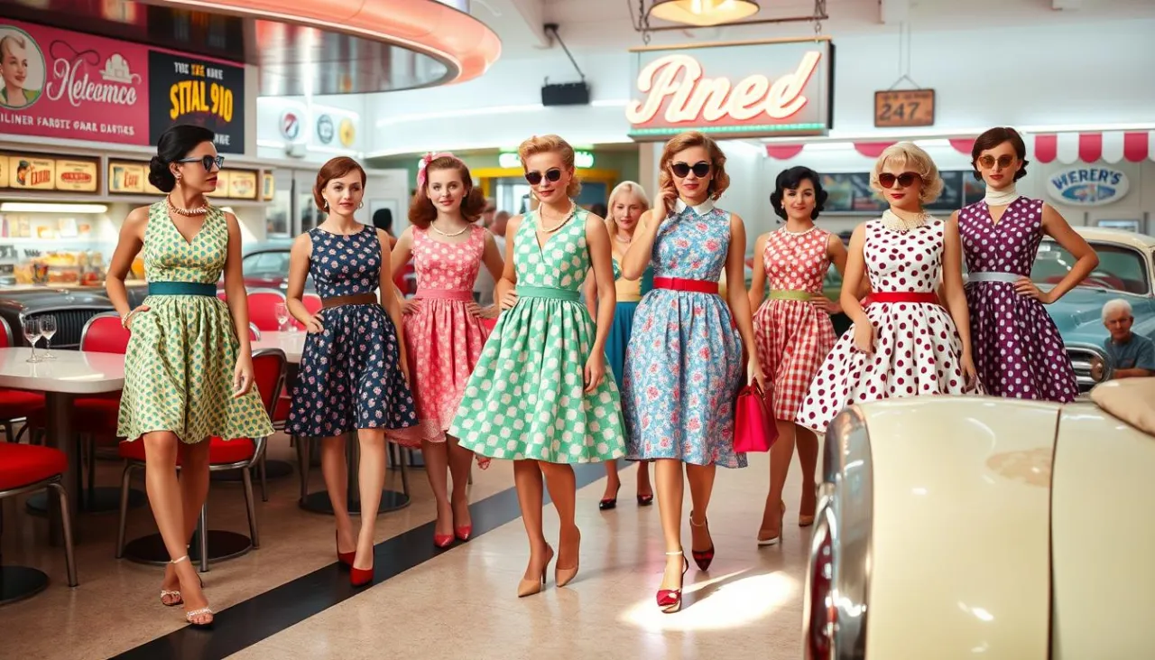 moda lata 50 sukienki rozkloszowane new look