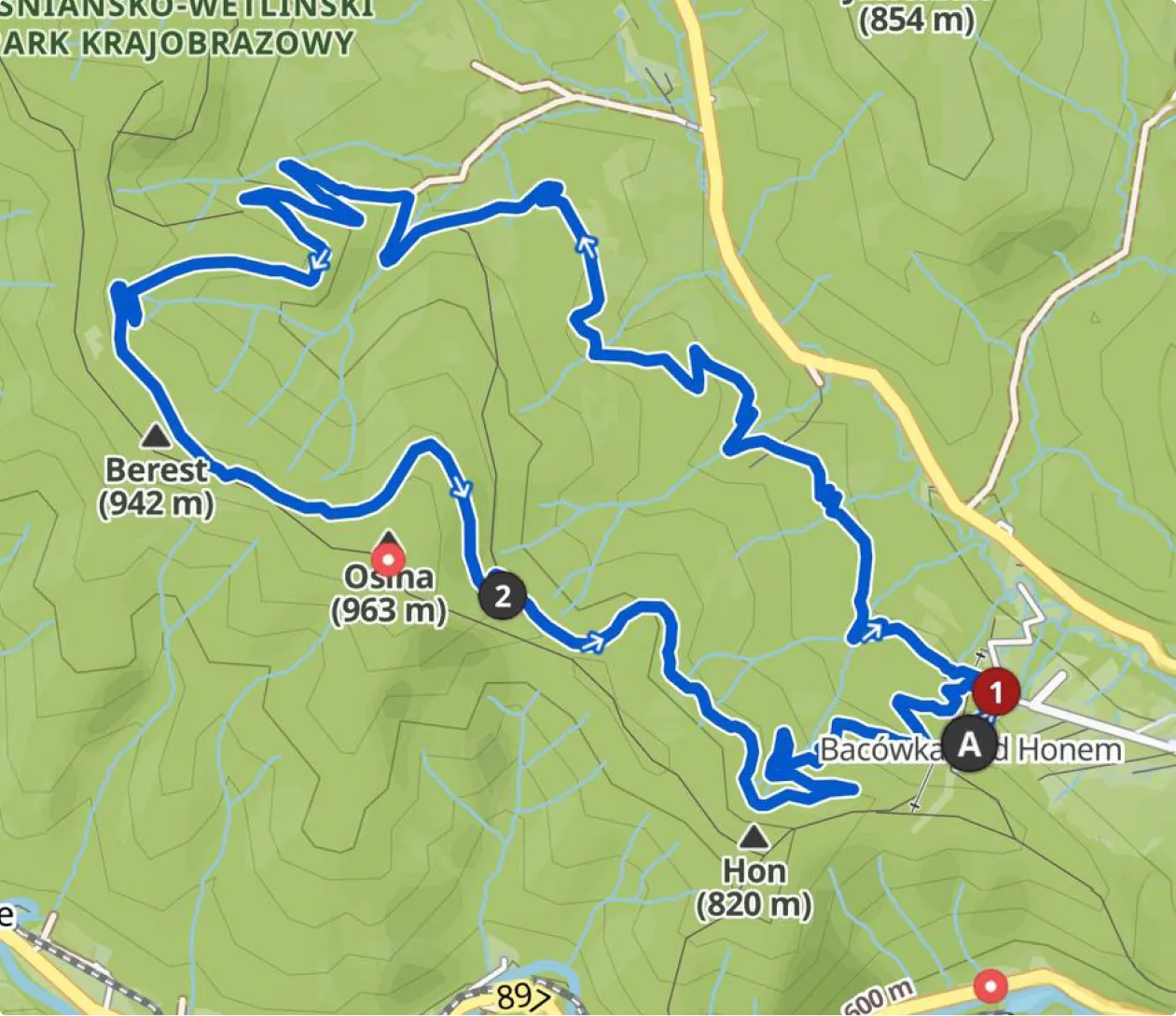 Bacówka PTTK pod Honem lokalizacja mapa