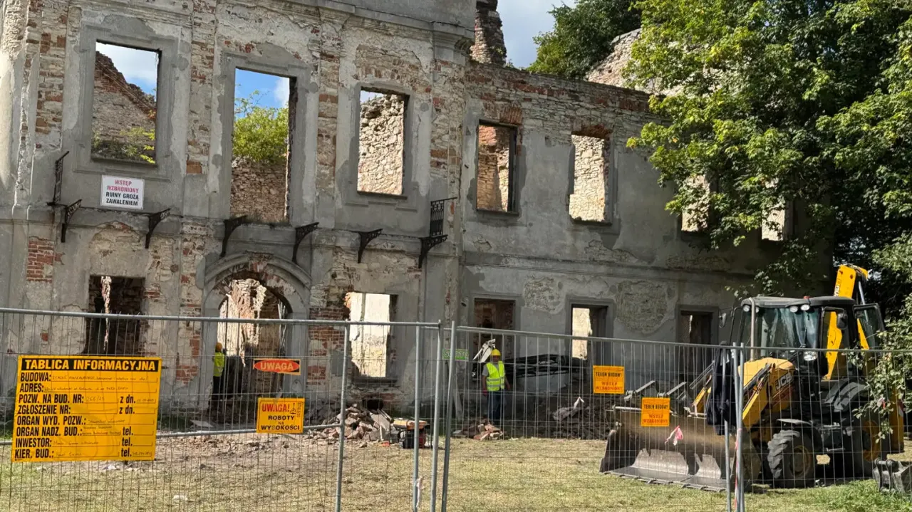 Ruiny pałacu Włodowice dawne ryciny