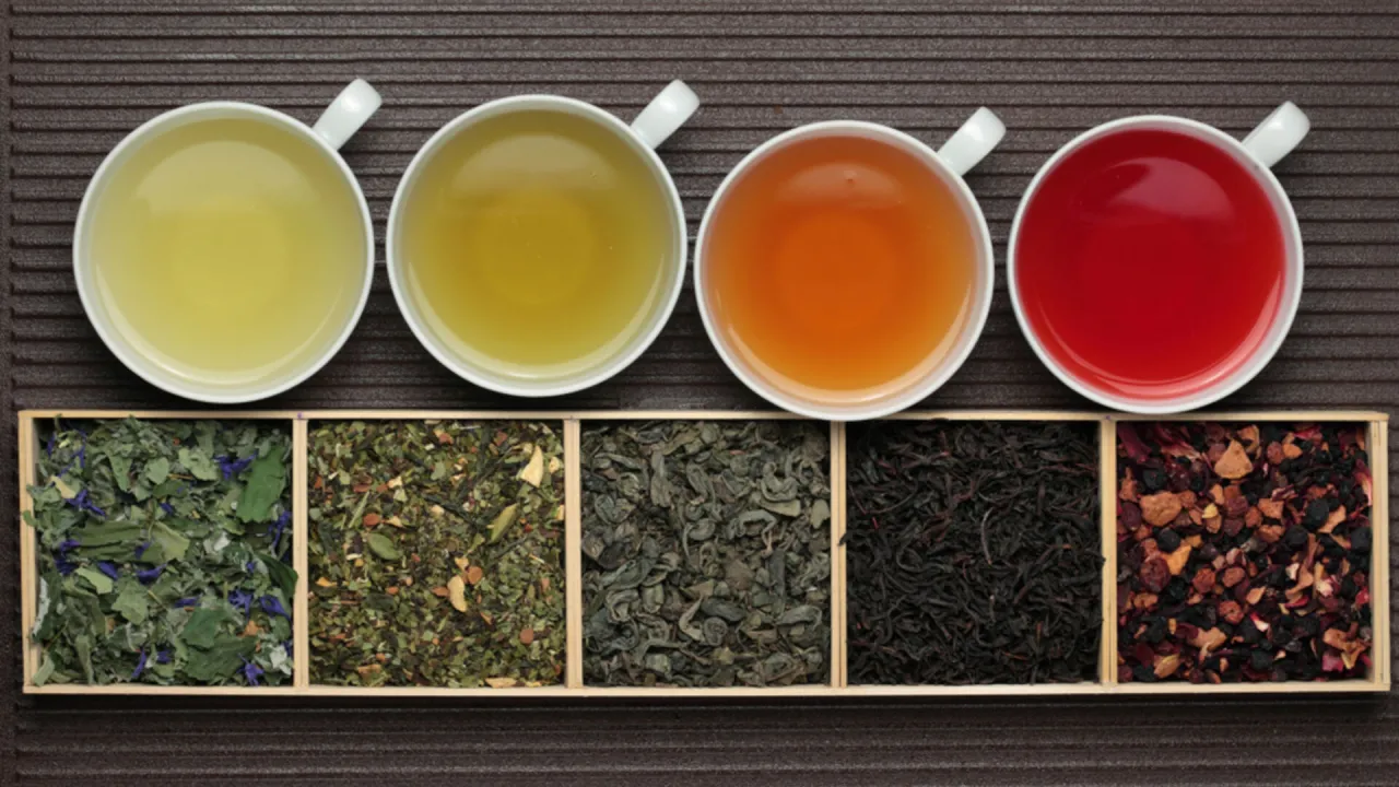 r&oacute;żne rodzaje herbaty zielona czerwona czarna
