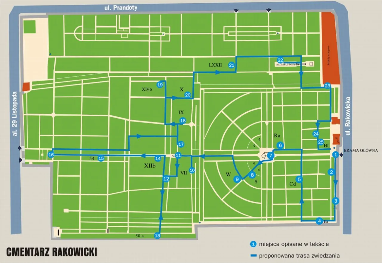 Mapa cmentarzy komunalnych w Krakowie