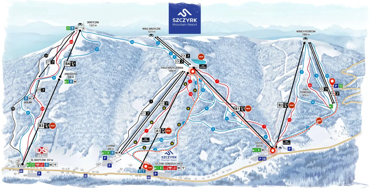 Wyciąg narciarski Pasieki Wisła trasy