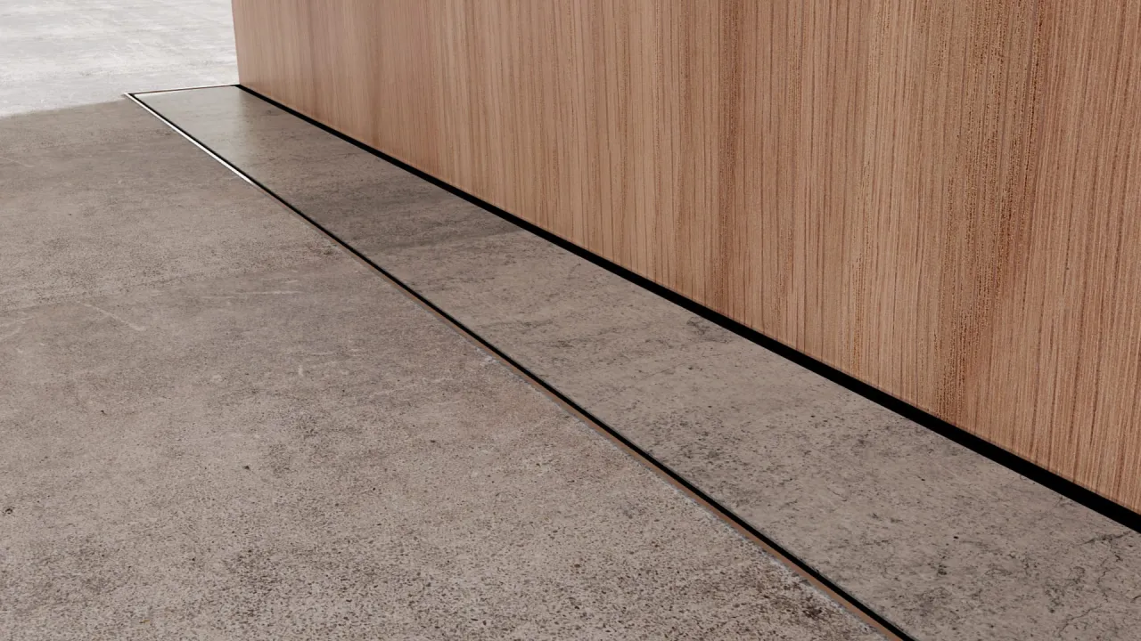 odpływ liniowy slim ultra niski montaż w bloku