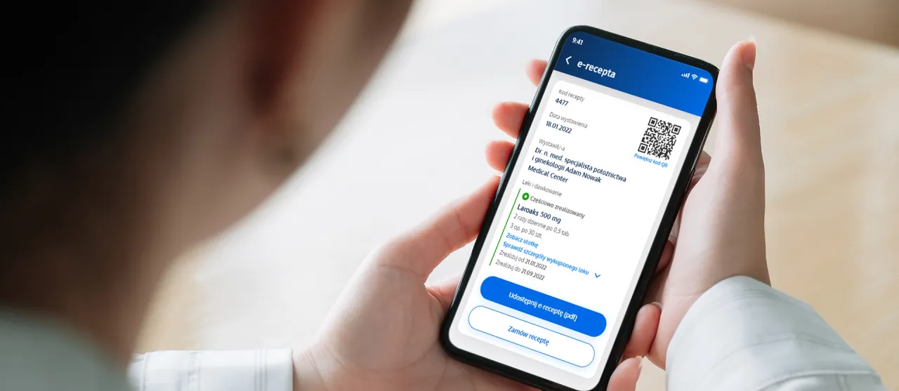 E-recepta na telefonie. Widzimy, czy lekarz widzi czy recepta została wykupiona, szczegóły leku i opcję udostępnienia.