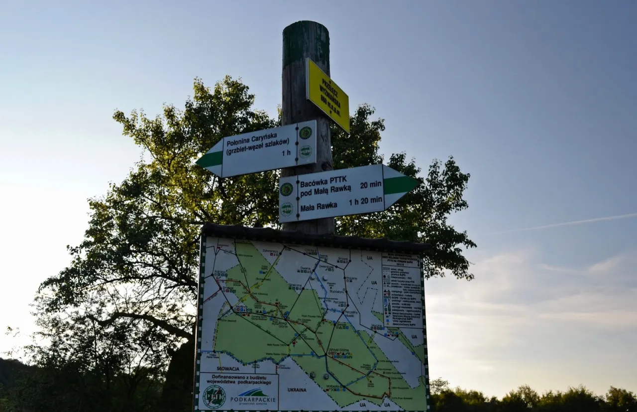 mapa szlaków bieszczady mała rawka caryńska