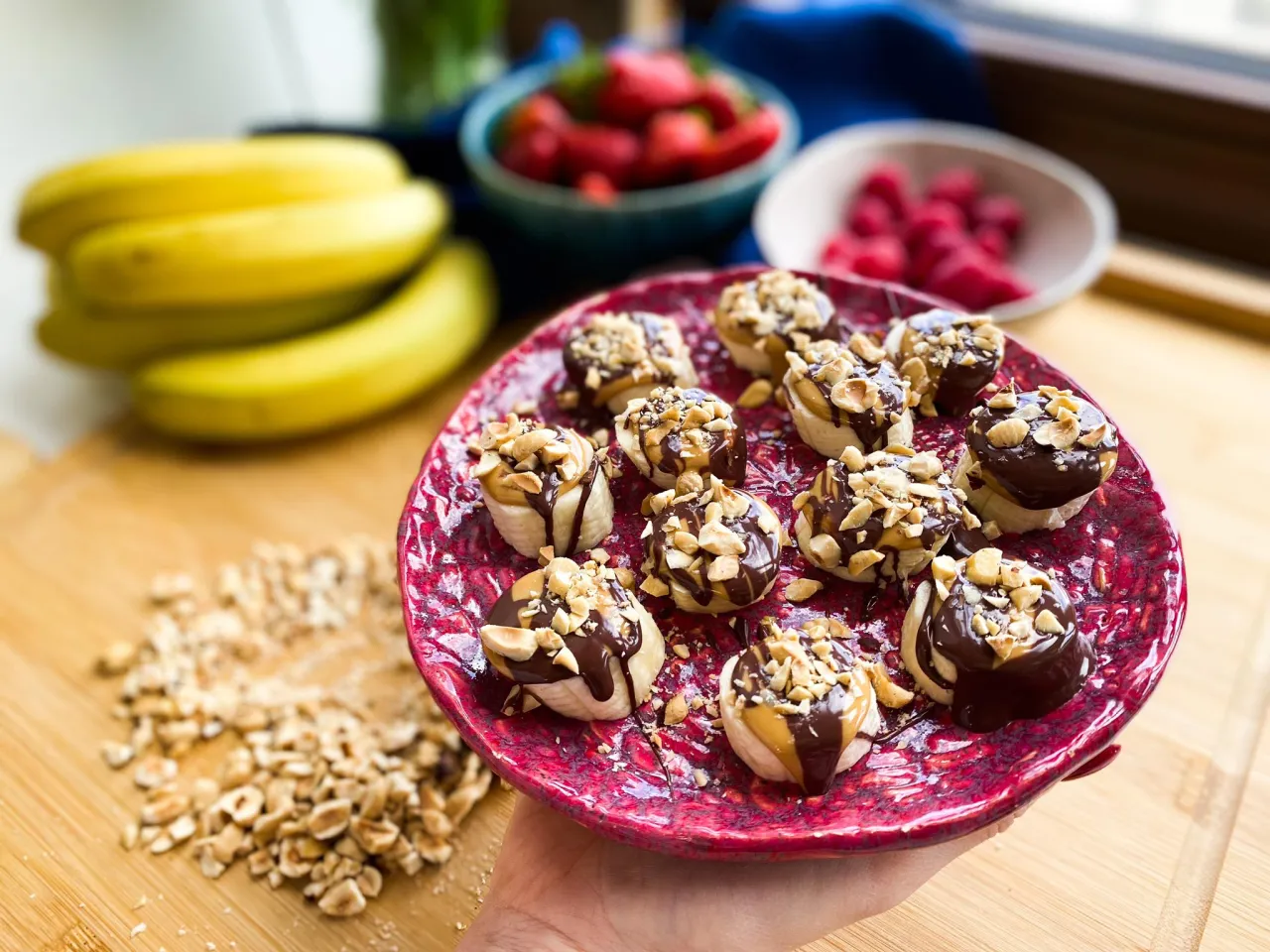 mrożone banany w plasterkach, w całości i purée