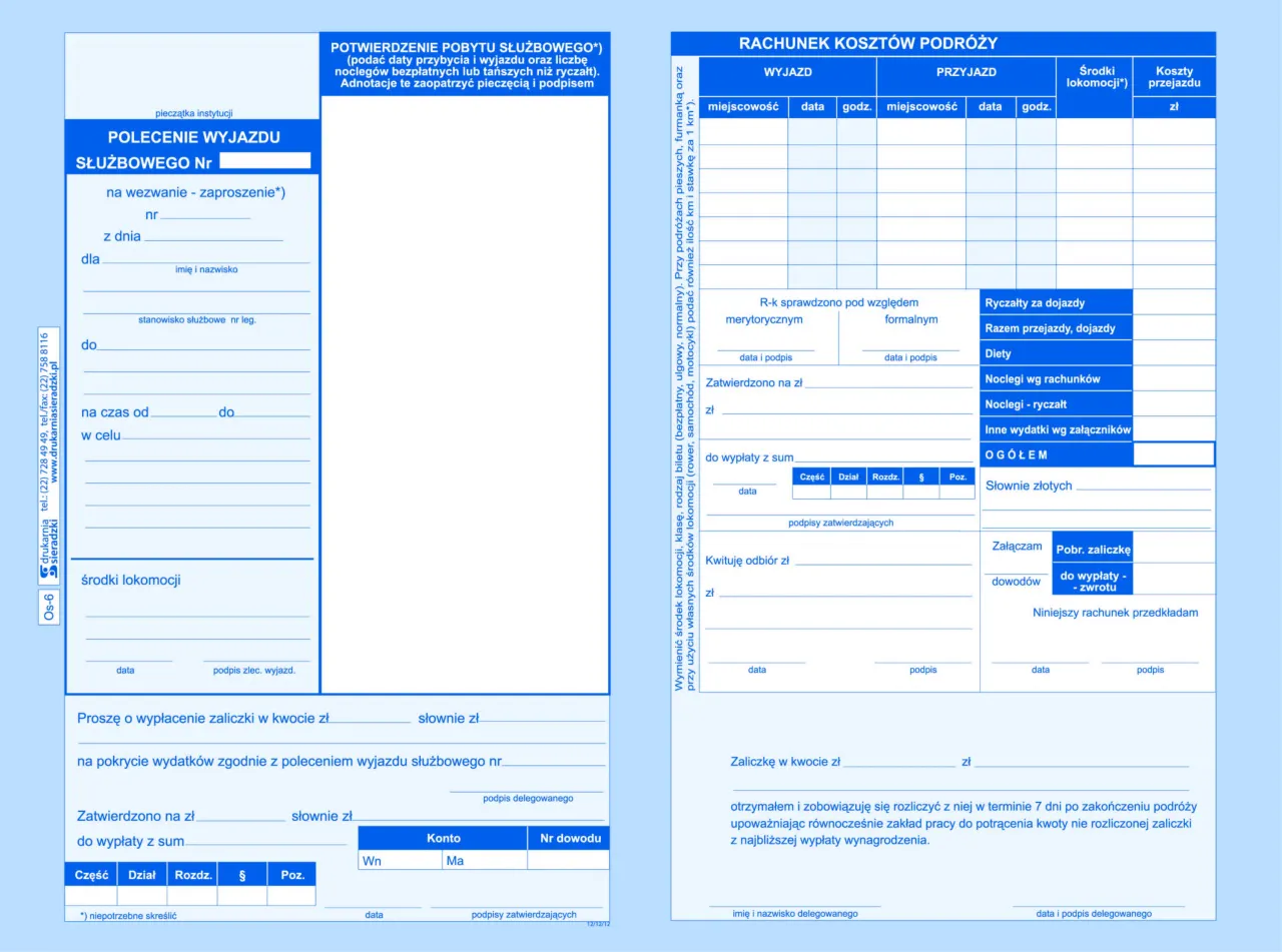 wzór polecenia wyjazdu służbowego kierowcy